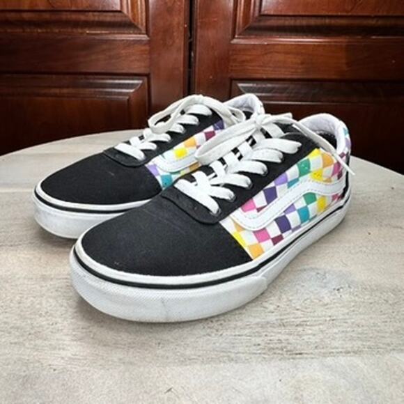 Vans Old Skool Checkerboard Kids Shoes Size 3.5 Black Multicolor Low 500714 - Picture 7 of 12